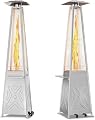 Towallmark Pyramid Patio Heater, 48,000 BTU Outdoor Patio Heater, Quartz Glass Tube Propane Heater, Triple Protection System, With Wheels, Outdoor Heater for Commercial & Residential Silver