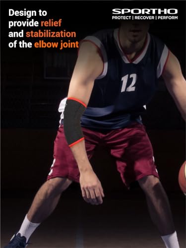 Image of Nivia Elbow Support with Slip in For Men & Women, Elbow Sleeves & Braces or Wraps, For Stability & Joint Support & Black /Red Color, Used for All kind of impact Sports