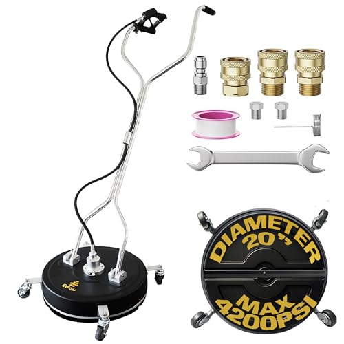 EDOU 20-Inch Dual Handle Pressure Washer Surface Cleaner, Wheels - Heavy Duty Composite Surface Pressure Washer - 4000 PSI Max - Includes 3/8-Inch Quick Connector Kit, Teflon Tape, Adapter Set by EDOU - Used condition - US$214.22