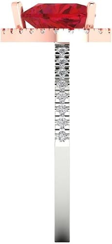 Miniatura 3 de Clara Pucci 2.3ct Corazón Corte Solitario con Acento Halo Rojo Rubí Diseñador Boda Nupcial Art Deco Aniversario Anillo 14k 2 Tono Oro