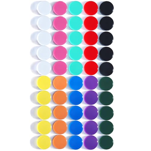 DUJEQM Fridge Magnets, 50PCS 10 Colors Mini Round Heavy Duty for Whiteboard