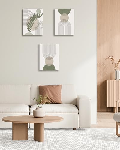 HesenDot Sage Green Boho Framed Wall Art,30x40CM Canvas Posters Prints,Minimalist Wall Decor,Mid-Century Modern Abstract Printing for Living Room Bedroom Bathroom Office,Set of 3 - Cosy Home Interiors HesenDot Sage Green Boho Framed Wall Art,30x40CM Canvas Posters Prints,Minimalist Wall Decor,Mid-Century Modern Abstract Printing for Living Room Bedroom Bathroom Office,Set of 3 - Image 6