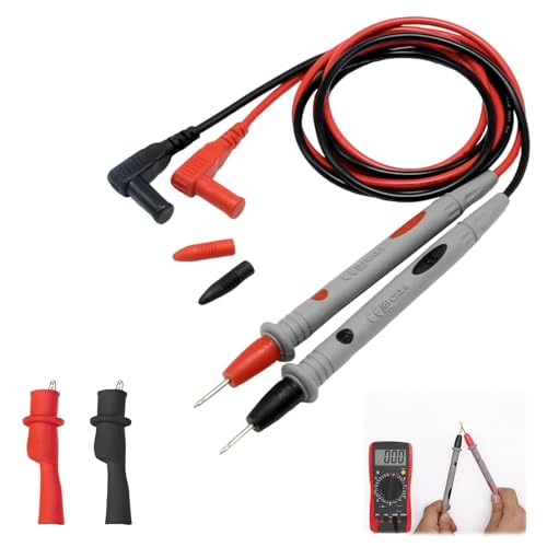 Multimeter Leads, Lead Test Kit, 2pcs Alligator Clips, PVC Electrician Test Leads Kit CAT III 1000V, Multimeter Leads 20A with 1000V 10A Crocodile Clips and 2pcs Needle Probe