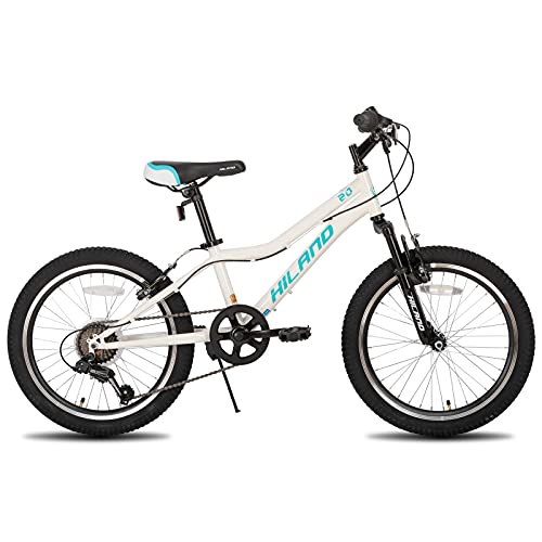 Hiland 20 Inch Kids Mountain Bikes For Boys Girls Ages 4-9 Years,Shimano 7 Speed 5 Colors Kids' Bicycles White #TOP1