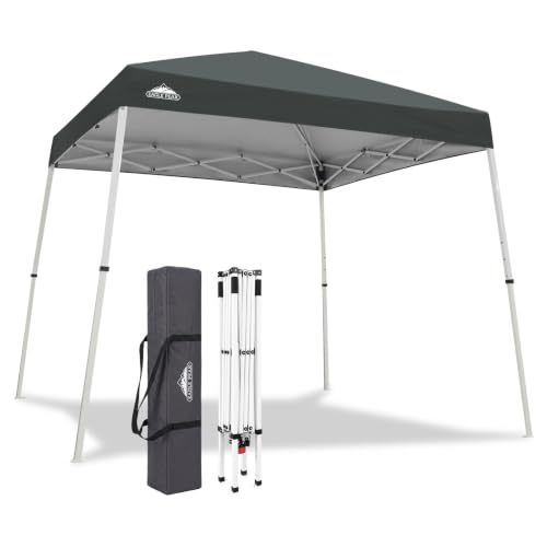 EAGLE PEAK 3x3m Veranstaltungszelt Schräg Beine Pop-up Pavillon im Freien, UV-Schutz 50+ Wasserdicht Faltbar Faltpavillon für Camping Garten Party (Grau)