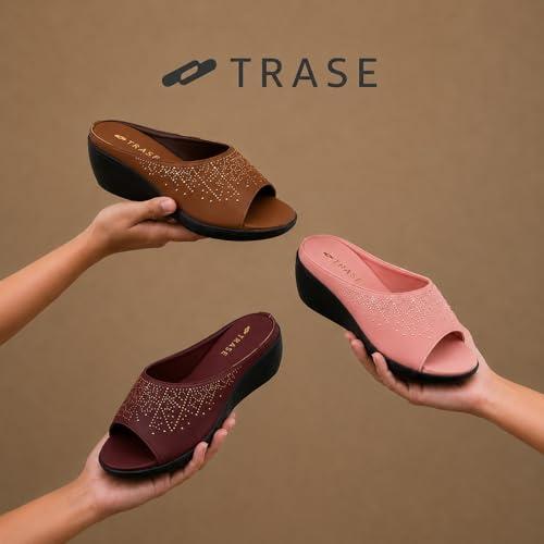Image of TRASE Wedges Heels for Women Office Wear | Comfortable Sandals for Women with Soft Sole | Stylish Ladies Formal Casual Slip On Footwear