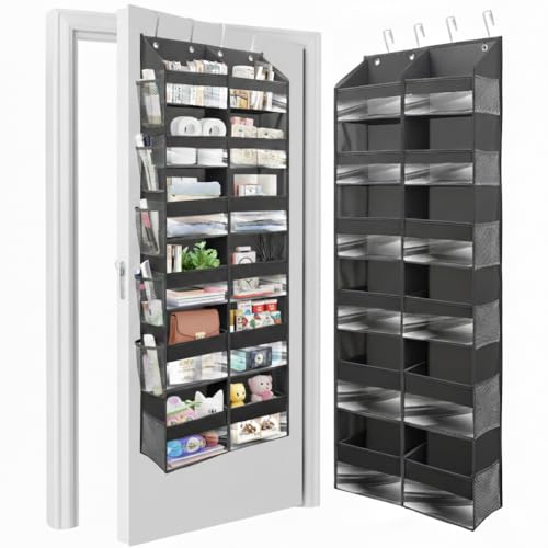 Image of HOMELUX THEORY UPGRADED 6 Tiers Over The Door Organizer Hanging - 100D EXTRA THICK & 50lbs HUGE CAPACITY, 12 Side Mesh Pockets Over The Door Shoe Organizer, Hanging Closet Organizer (Dark Gray, XL)