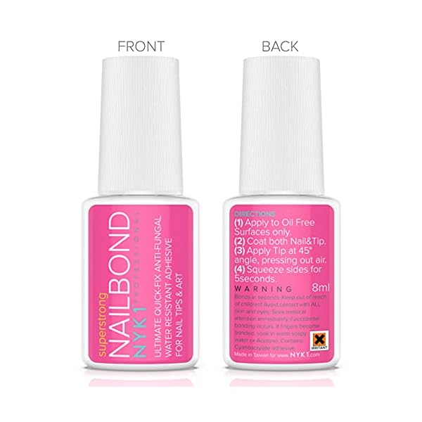 NYK1 Nail Bond Nagelkleber Extra Stark (8ml) Nagelkleber Für Tips Tip Kleber Für Kunstnägel Nagel Kleber Mit Pinsel… – Bild 3