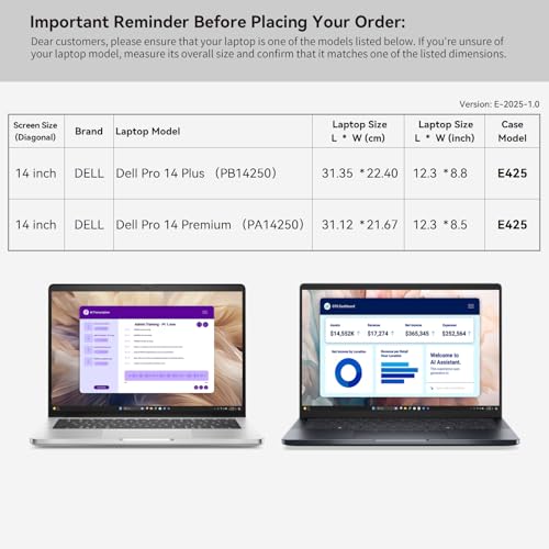 Image of Smatree 14 inch Laptop Sleeve for DELL Pro 14 Plus PB14250 | for 14 inch DELL Pro 14 Premium PA14250,Laptop Case with Accessory Pocket(E425)