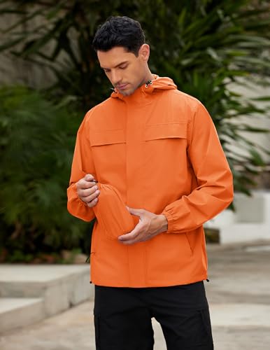 Image of COOFANDY Men's Rain Jacket Waterproof Lightweight Windbreaker Packable Hooded Raincoat for Hiking, Cycling, Golf & Travel