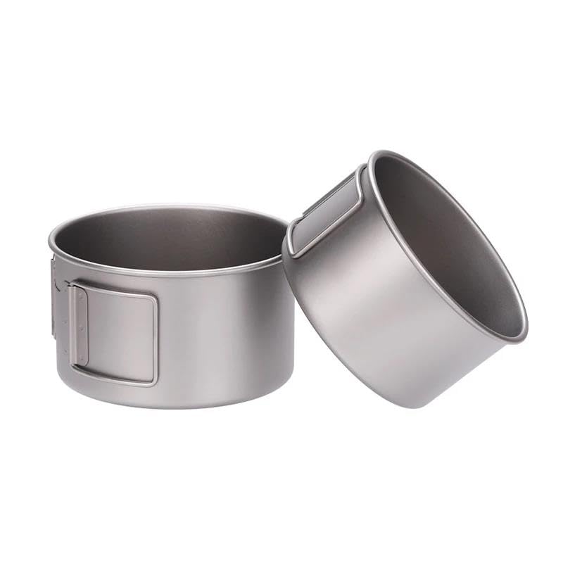 Besteck-Set, 2-teilig, faltbarer Griff, tragbare Titan-Schüssel, Outdoor, Camping, Wandern, Picknick, Kochwerkzeug