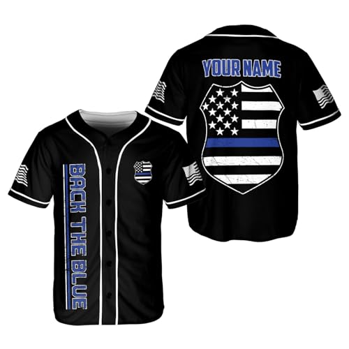 Podagree Personalized Police Baseball Jersey USA Flag Patriotic Police Pride Thin Blue Jersey Soccer for Men and Women miniatura 1