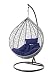 Produktbild Kideo® Komplettset: großer Hängesessel mit Gestell & Kissen, Lounge Möbel, Poly-Rattan, XXL, grau (Kissen: dunkelblau Chesterstepp (5900 Navy))