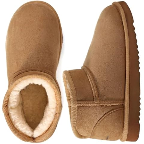 Wishcotton Women's Cozy Short Bootie Slippers, Winter Warm Hard Bottom House Shoes with Fuzzy Lining for Indoor Outdoor (Camel, Size 8) Cover