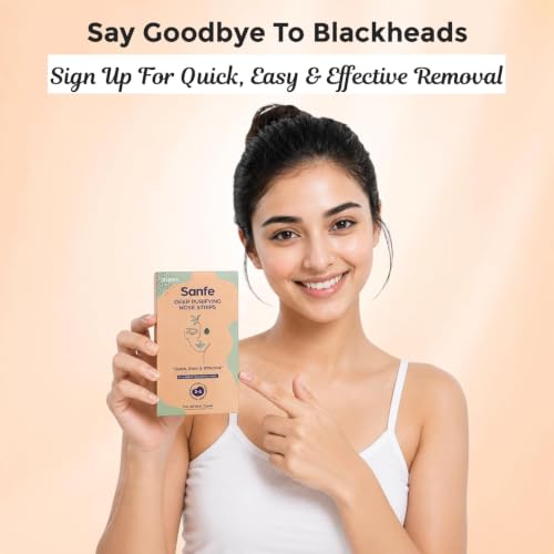 Image of Sanfe Deep Purifying Nose Strips for Women - Pack of 3 with Fuji Green Tea & Witch Hazel extracts | Removes Whiteheads | Blackheads and cleanses pores | Use on Nose (Pack of 2)