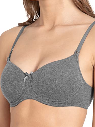 Image of Jockey FE23 Women's Wirefree Padded Super Combed Cotton Elastane Stretch Medium Coverage Multiway Styling T-Shirt Bra with Detachable Straps