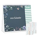 STOBOK 2021 Calendario de Escritorio 2021 Año Completo Flip Permanente 12 Meses Calendario de Escritorio Patrón de Flores con 2 Hojas de Adhesivos para La Oficina en El Hogar de La