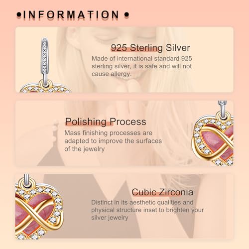 Image of S925 Sterling Silver Gold Plated Romantic Charms, Gifts for Mom Girlfriend Family on Valentine's Day Birthday Christmas Anniversary, Bracelet Necklace Bead Charm