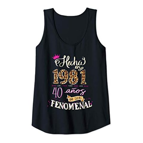 Camiseta sin Mangas Mujer Hecha en 1981 40 Años Leopard Print Cover