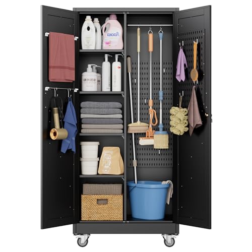 Aobabo Broom Closet With Pegboard