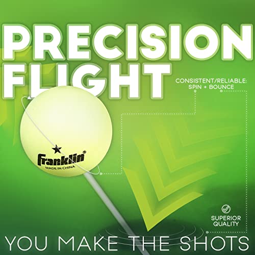 Image of Franklin Sports Glow in the Dark Ping Pong Balls - Official Size + Weight 40mm Table Tennis Balls - One Star Glow in the Dark Ping Pong - Durable High Performance - Green - 6 Pack