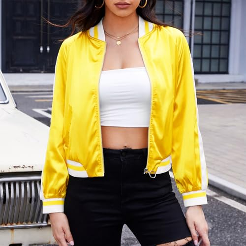 Zando Bomber Jacket Women 2025 - Lightweight Cropped Jacket Zip Up Casual Striped Women Jackets Trendy Outerwear with Pockets4