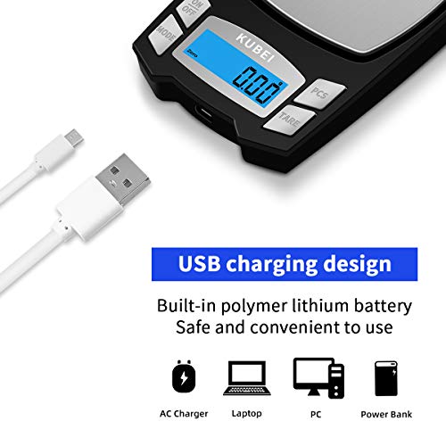 Kubei Rechargeable Digital Pocket Scale 500G/0.01G, Mini Electronic Jewelry Scale, Portable Food Scale Jewelry Gram Scale, Small Milligram Scale With Lcd Display #TOP1