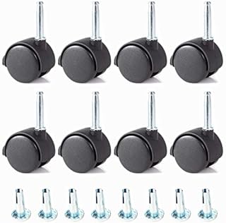 Skelang Swivel Stem Castor Wheel 40mm, Twin Castor Wheel with Brake, Nylon Caster for Office Chair, Divan Bed, Sofa, Load Capacity 25kg Each Castor, Pack of 8