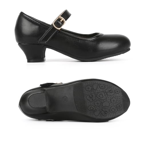 ChuLian Girls Dress Shoes Pumps Low Heel Princess Shoes Flower Wedding Party Shoes for Toddler Little Kids4