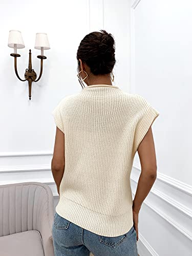 GORGLITTER Women's Short Cap Sleeve Sweater Vest Mock Neck Fall Cozy Casual Trendy Knit Pullover Top4
