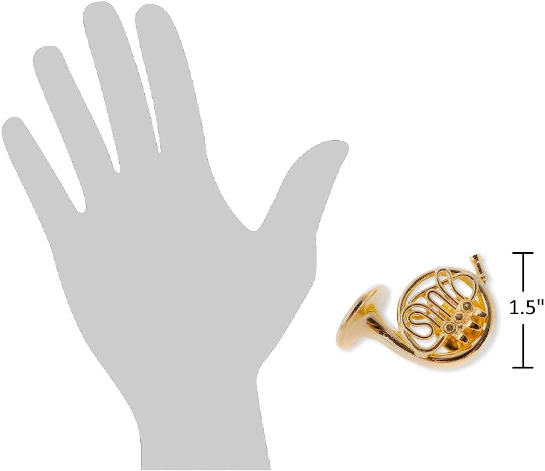 The Bridge Collection 1.5" Miniature Gold Brass French Horn Pin - Musical Instrument Lapel Pin - Mini Trumpet Collectible - Gift for Musicians & Music Teacher - Stylish Music Pin