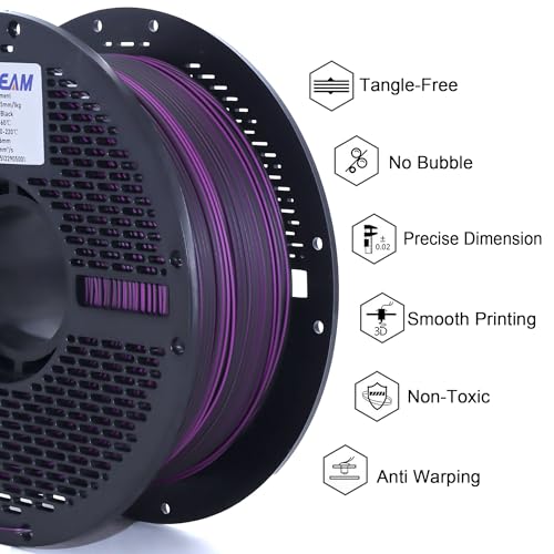 Image of PLA Float Color 3D Printer Filament, Dual-Color Flow Effect Across Smooth Surfaces,1.75mm,1kg(2.2 lbs) Best Suited for Large, Smooth-Surface Models (Purple-Black)