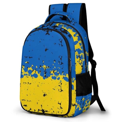Men's Lightweight Daypack Fashion Travel Backpack Business Work Bag Ukraine Flag Blue Yellow Black