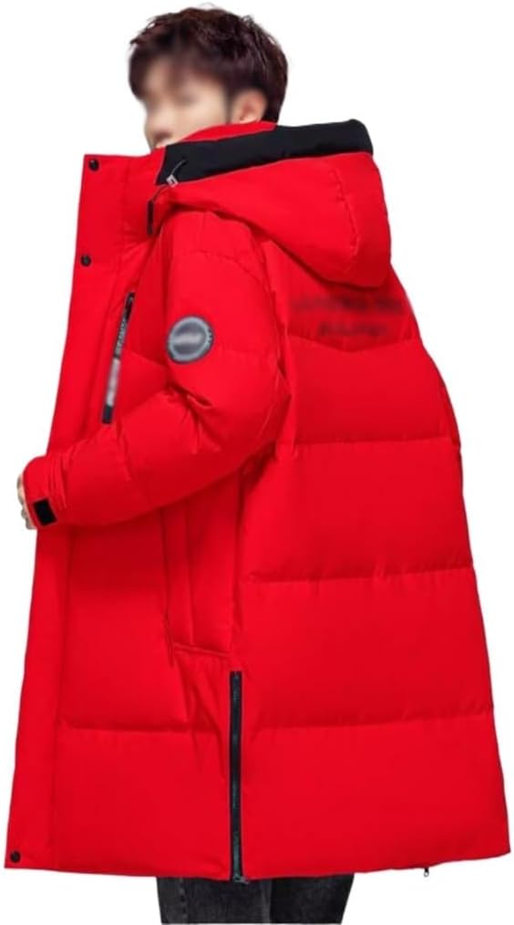 VIDI Warm Youth Down Jacket Men's Long Winter Thick Hooded Snow Mountain Print Casual Coat