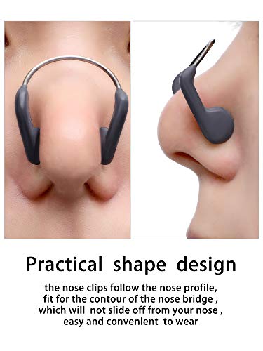 Jovitec Nose Clip Swimming Training Protector Nose Clips For Adults Kids Swimming Beginners, 2 Sizes (Grey, 6 Pieces) #TOP1