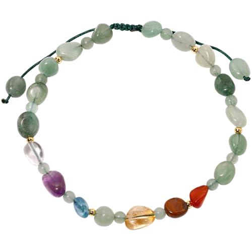 Image of 7 Chakra Crystals and Stones Anklet Irregular Tumbled Gems Beaded Ankle Bracelets for Women Spiritual Energy Meditation Yoga Healing Jewelry Mom's Gifts