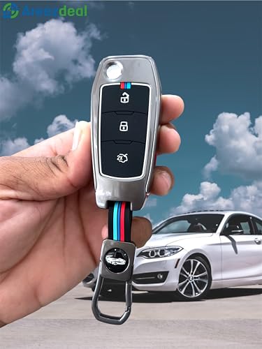 Image of Premium Metal Car Key Case Cover Compatible for Ford Endeavour | Figo | Aspire | Freestyle 3 Button Flip Key (FORD-3-Black)