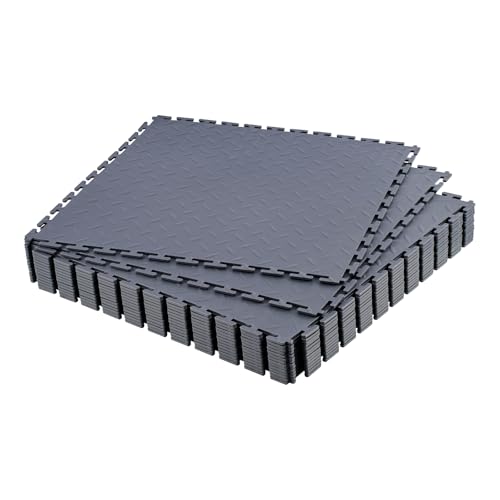 VEVOR Dalles de Garage Emboîtables, Lot de 16, Revêtement de Sol Garage Modulaire 513 x 513 x 5 mm, Tapis Antidérapants PVC pour Garages, Atelier de...