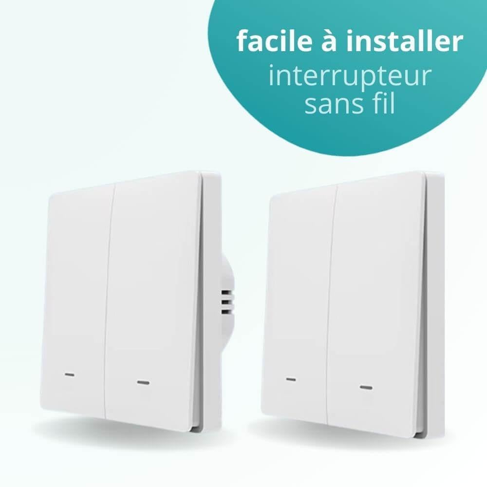 ZenGO Interrupteur Double allumage sans-Fil connecté ZigBee, Installation Facile, sans travaux, Compatible Alexa, Google Home, SmartLife et Tuya