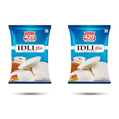 Image of Agrawal's 420 Instant Idli Mix Soft & Fluffy South Indian Breakfast | Quick & Easy No Fermentation With Healthy Features | Fresh & Pure Vegetarian Recipe, 1kg, Pack of 2 (500g Each)