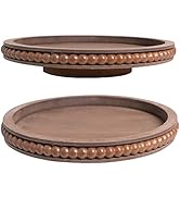 HPC Decor 12 Inch Beaded Wood Lazy Susan- Wooden Lazy Susan Turntable for Table- Farmhouse Round ...