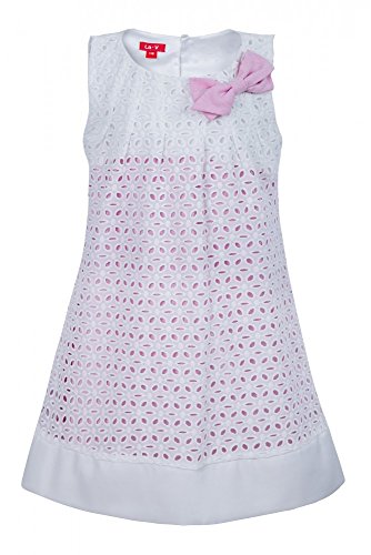 Vestido de niña cómodo en blanco y rosa de 8 años que evita rozaduras