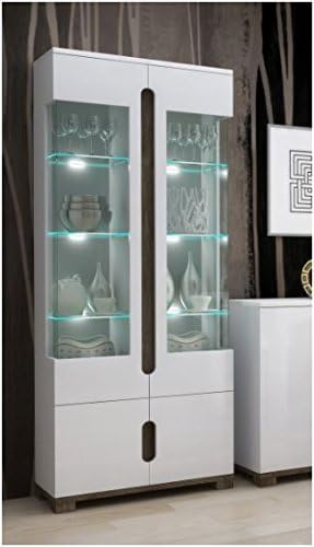 Lorenz High Gloss White Display Cabinet 2 Glass Door (P9RXLS02)