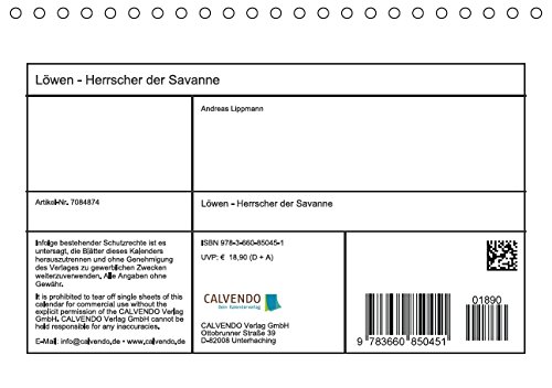 Löwen - Herrscher der Savanne (Tischkalender 2015 DIN A5 quer): Fasziniernde Aufnahmen der majestätischen Raubkatzen - auch als verspielte Löwenkinder (Tischkalender, 14 Seiten)