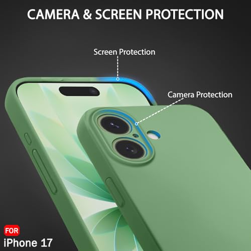 Image of TheGiftKart Liquid Silicone Back Cover Case for iPhone 17 | Soft Micro-Fibre Lining Inside | Camera & Screen Protection | Shockproof Back Cover Case for iPhone 17 (Silicone, Green)