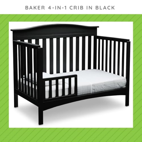 Image of Toddler Bed Safety Guard Rail Compatible with Delta Children Convertible Cribs - Solid Wood Rail for Convertible Crib to Toddler Bed Conversion - Safety Guard Rail for Children (Black - 001, #0080)