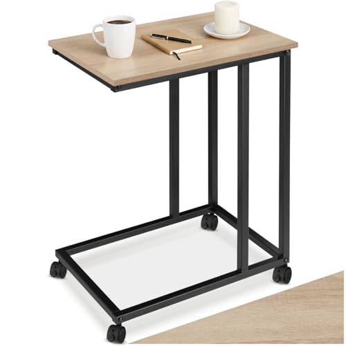 tectake® Table d'appoint à roulettes Canape Fauteuil Lit, 48 x 35 x 70 cm, Bout de canapé, Plateau Petit Dejeuner, Table Ordinateur Portable, Meuble Salon,...