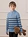 Haloumoning Boys Striped Quarter Zip Sweater Kids Fashion Long Sleeve Knit Pullover Sweaters Tops 5-14 Years Blue