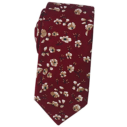 Image of Mantieqingway Men's Cotton Floral Neck Tie 2.56'' Printed Skinny Tie