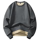 [KEFITEVD] 長袖tシャツ メンズ スウェット 無地 トレーナー クルーネック ゴルフウェア 防寒着 大きいサイズ 長袖 トップス コットン カジュアル 冬服 裏ボア プルオーバー ダークグレー JP L